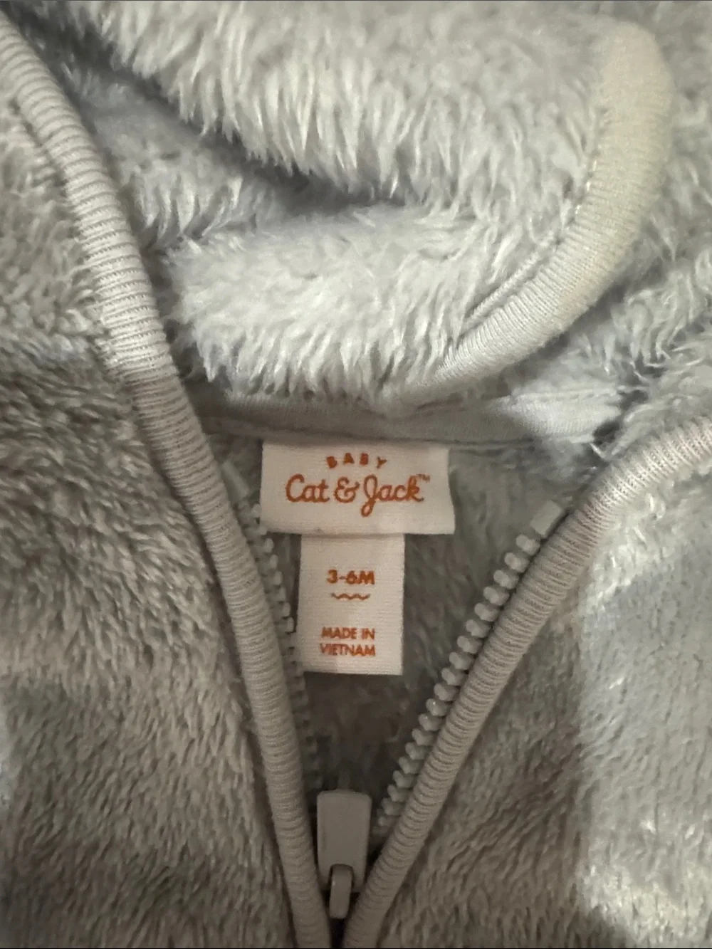 Cat & Jack Soft Gray Hooded Puffer Jacket with Bear Ears
